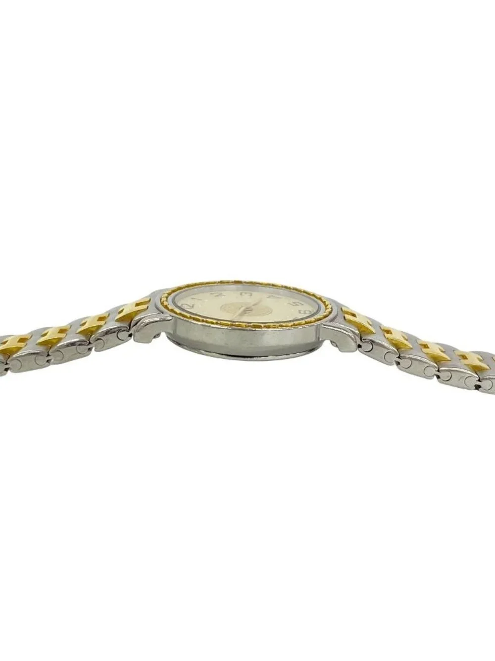 Hermes Sellier Stainless Quartz Watch Wrist Silver Gold